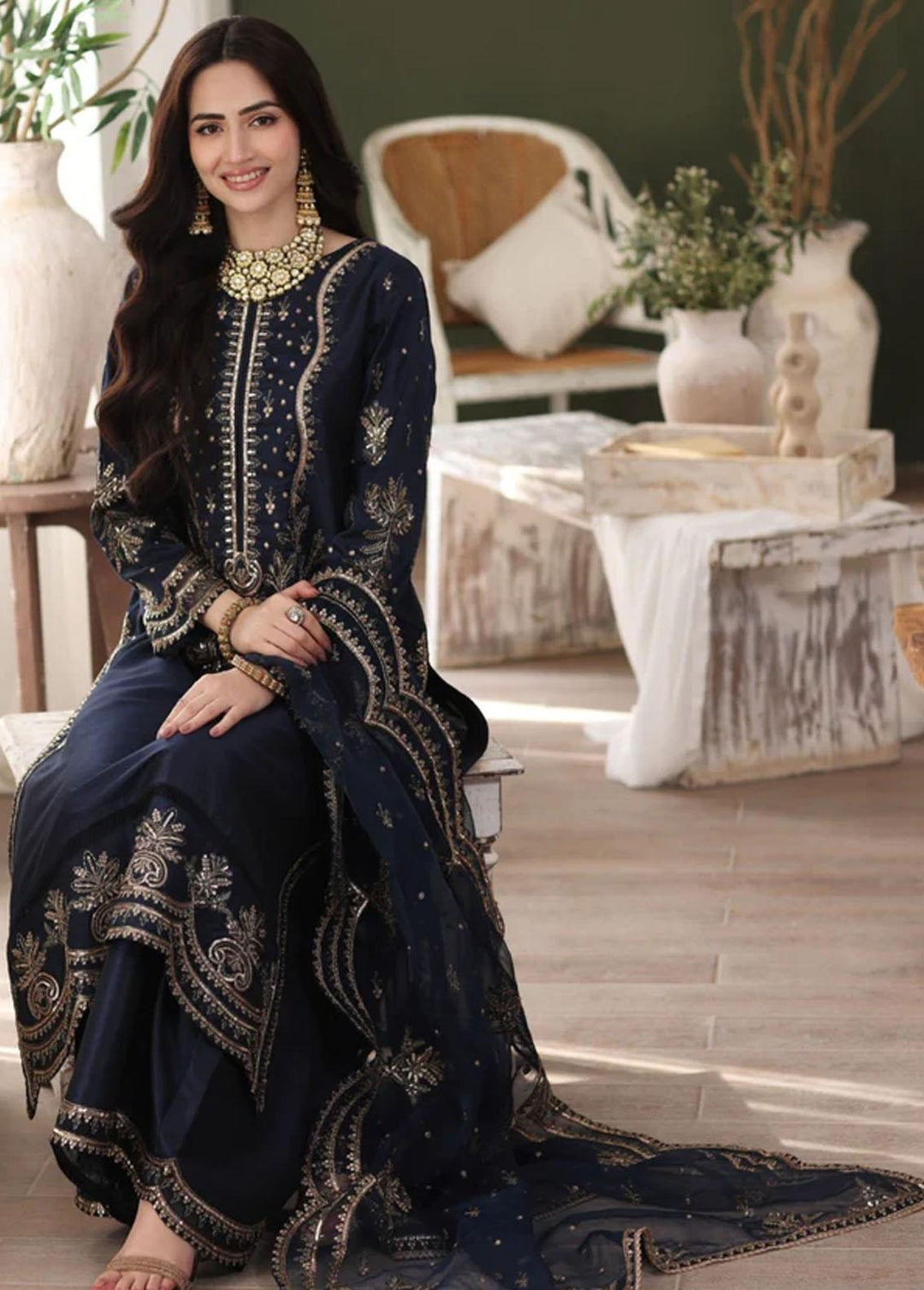 Mohagni Pret Embroidered Raw Silk 3 Piece Suit MGS-01 AFREEN