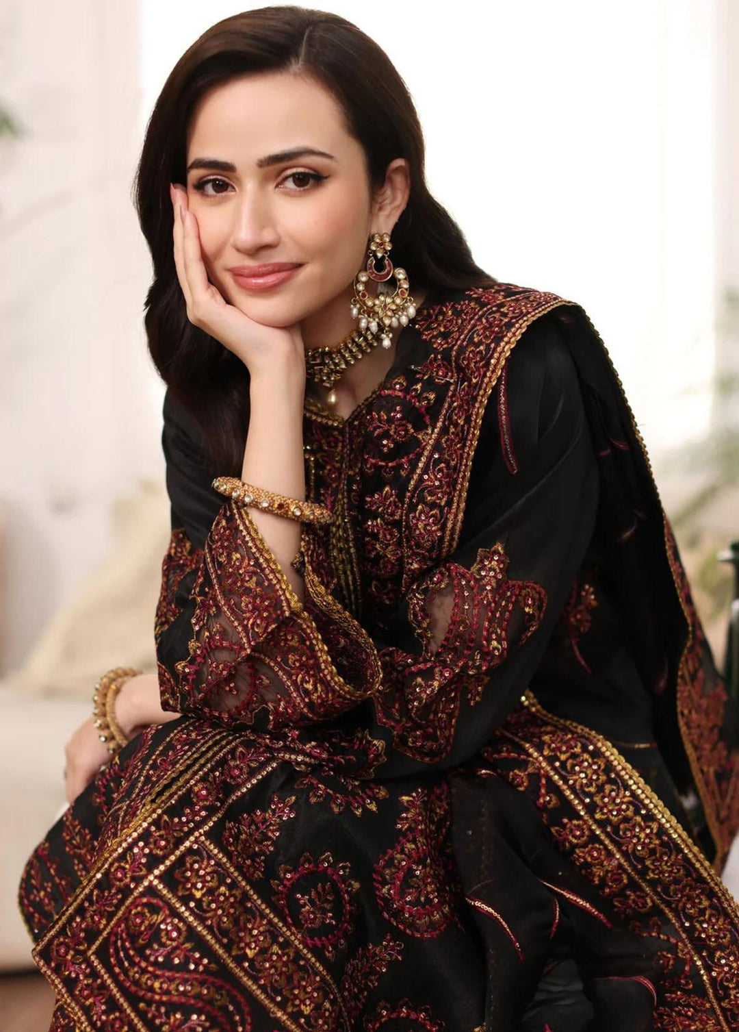 Mohagni Pret Embroidered Raw Silk 3 Piece Suit MGS-04 MUSHK