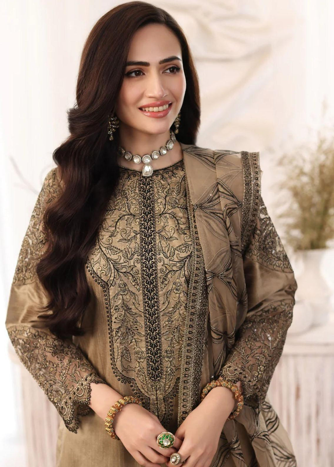 Mohagni Pret Embroidered Raw Silk 3 Piece Suit MGS-09 EASHAAL
