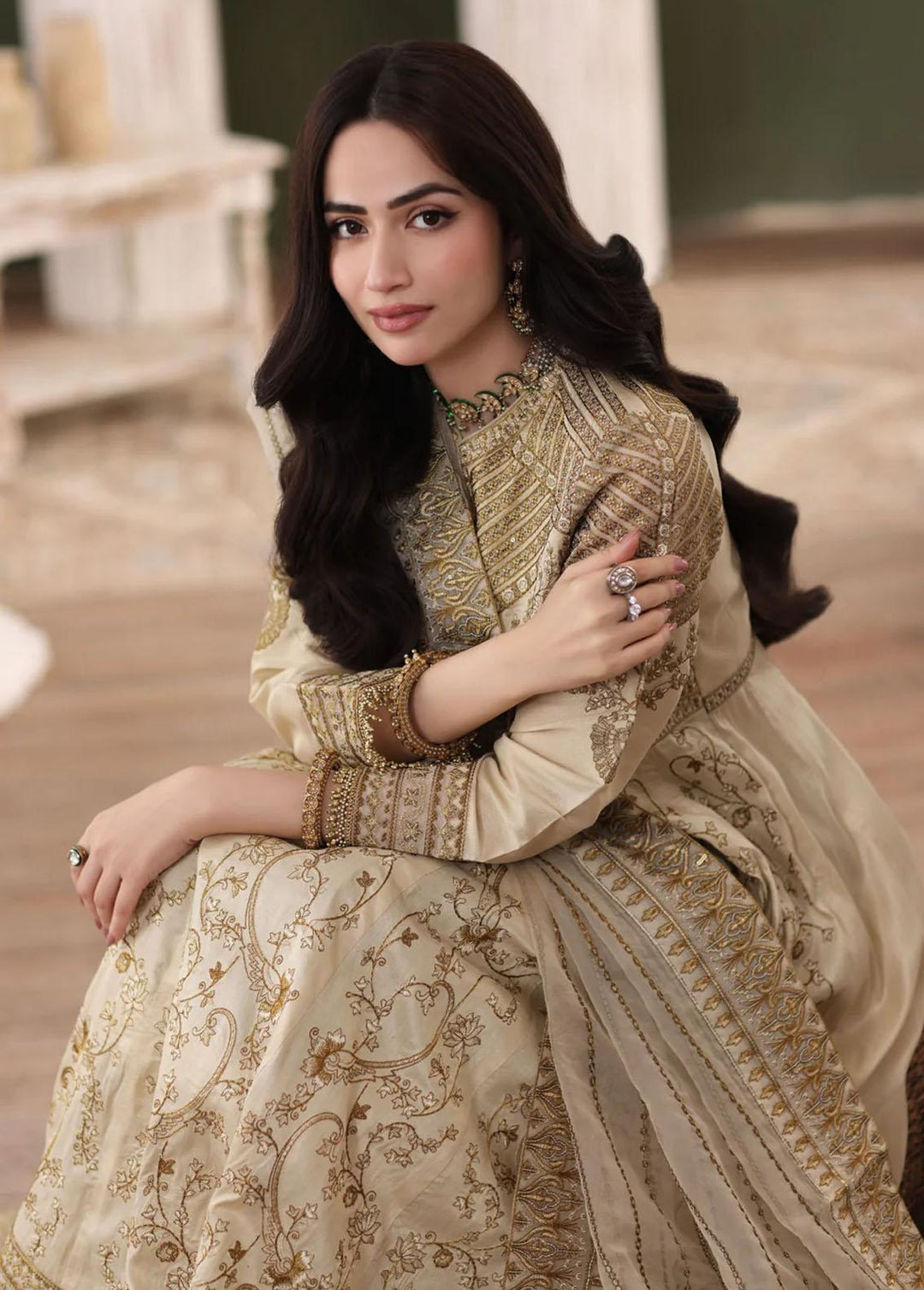 Mohagni Pret Embroidered Raw Silk 2 Piece Suit MGS-10 NAWARA