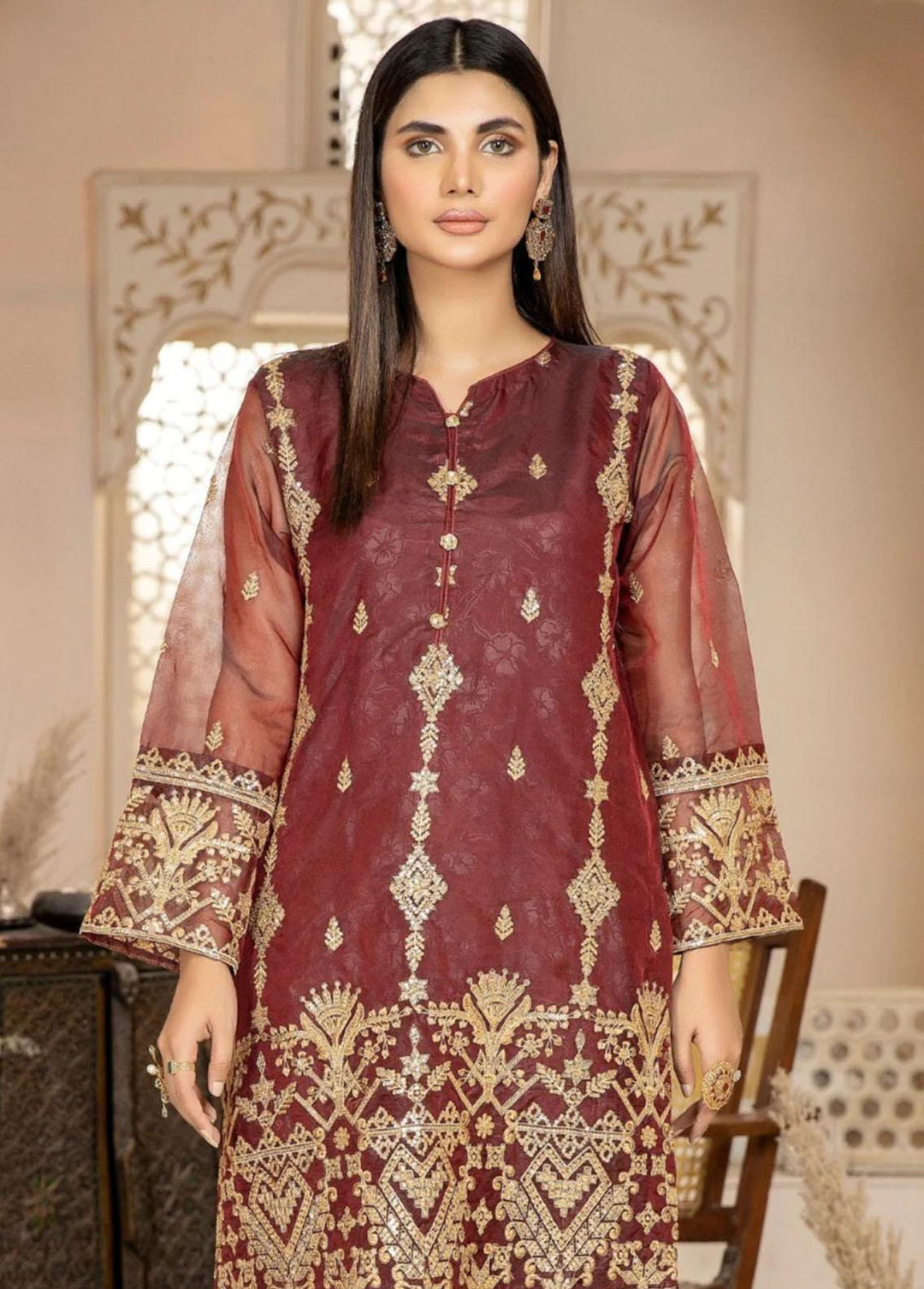 Mohagni Pret Embroidered Organza 2 Piece Suit MOP-03