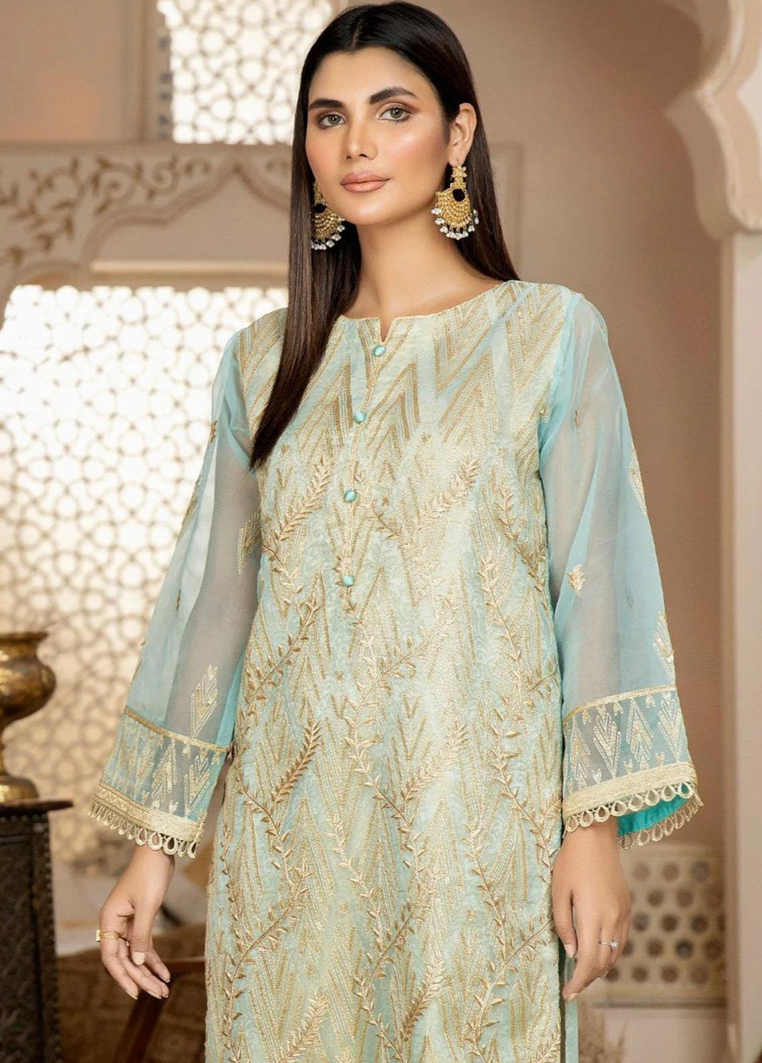 Mohagni Pret Embroidered Organza Kurti MOP-05
