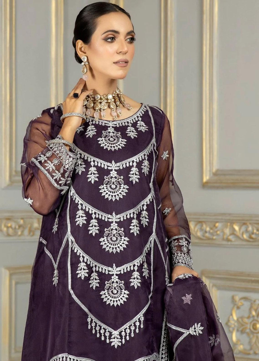 Mohagni Pret Embroidered Organza 2 Piece Suit MOP-14