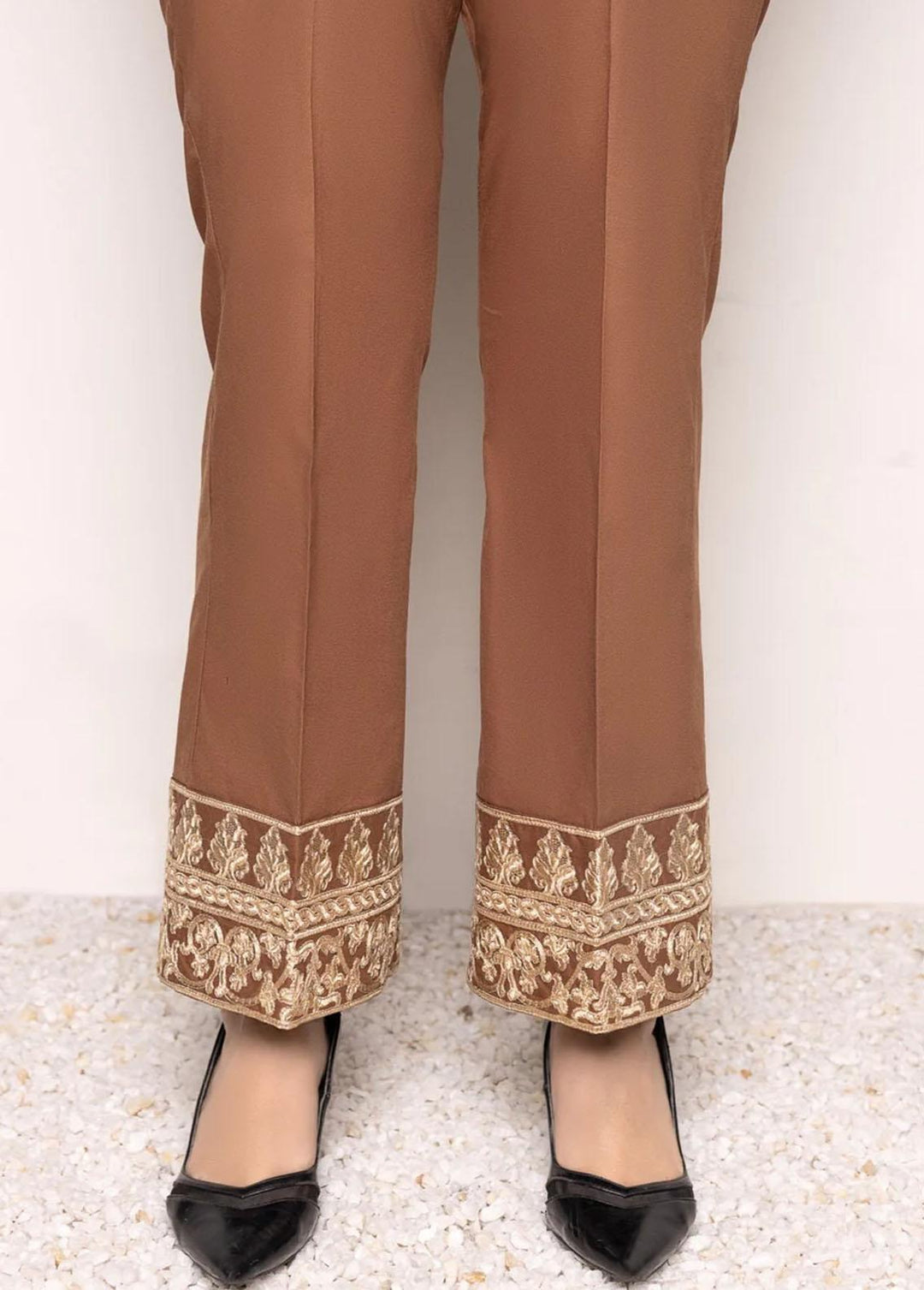 Mohagni Pret Embroidered Cotton Trouser MST-21-14 BROWN