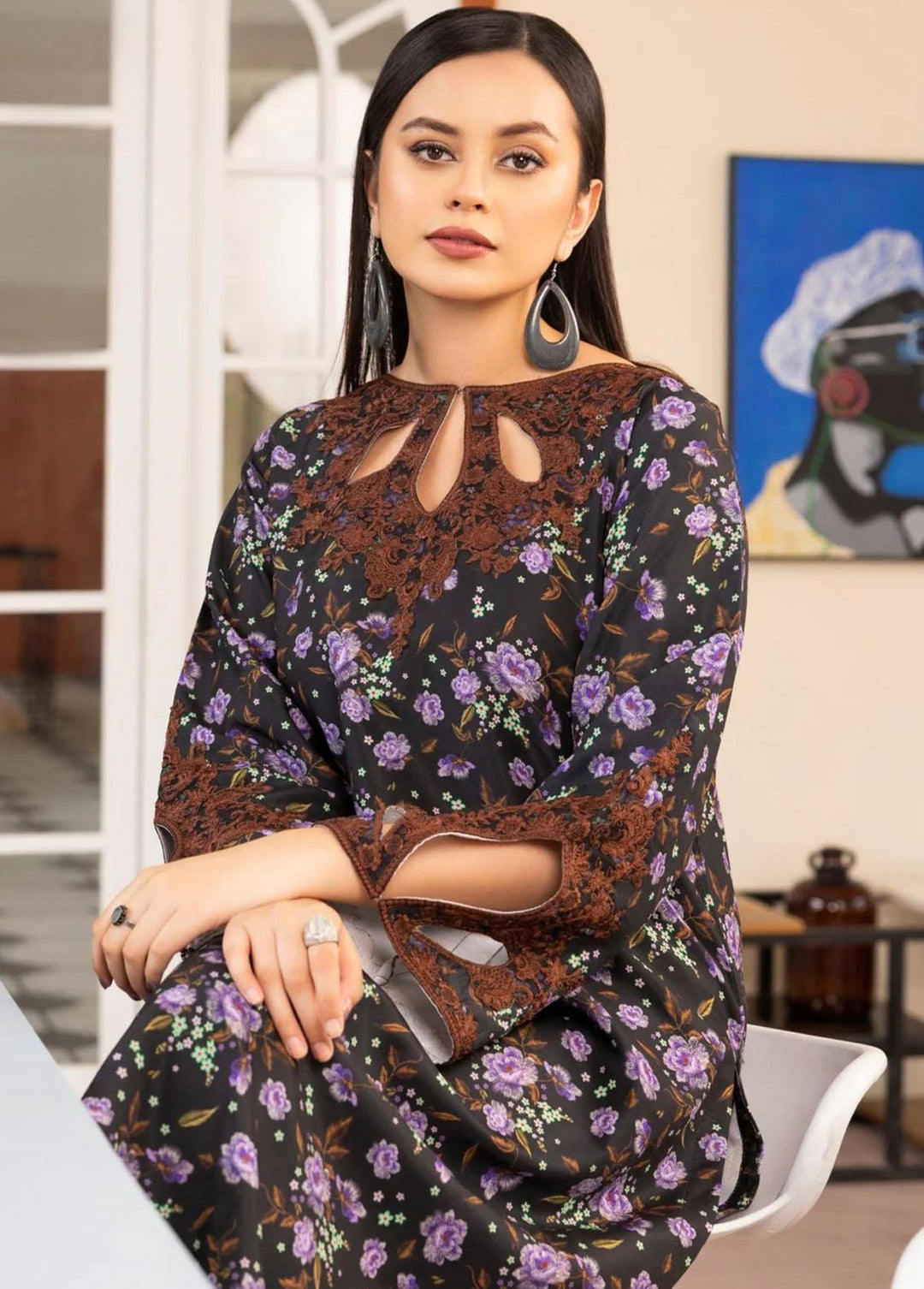 Mohagni Pret Embroidered Viscose 2 Piece Suit PLS-44