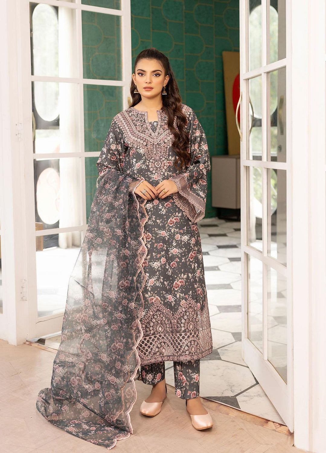 Mohagni Pret Embroidered Viscose 3 Piece Suit PLS-53