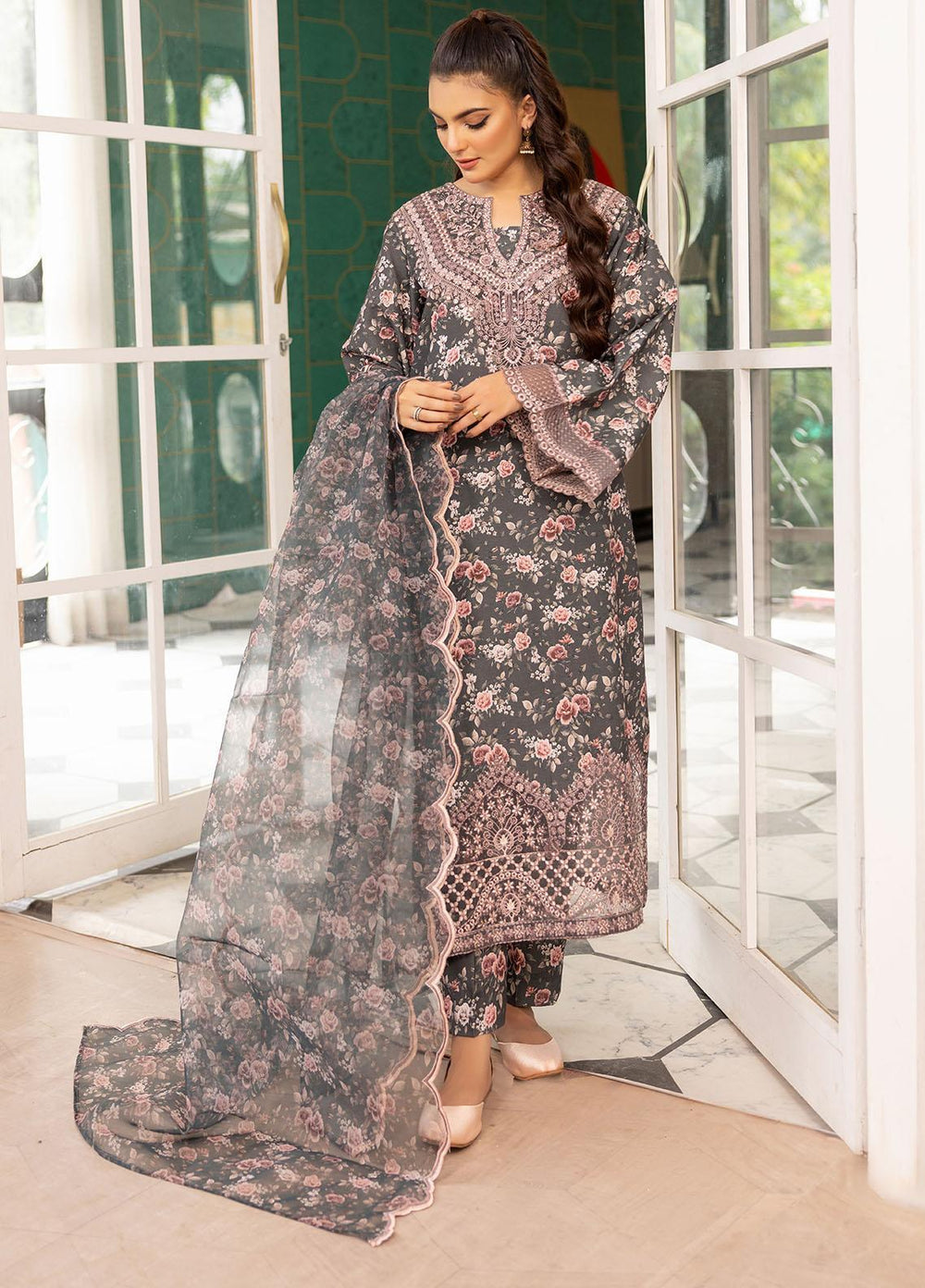 Mohagni Pret Embroidered Viscose 3 Piece Suit PLS-53