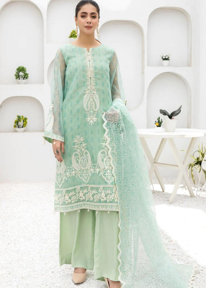 Mohagni Pret Embroidered Organza 3 Piece Suit POM-06