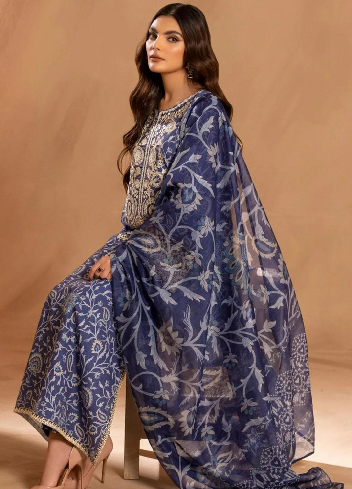Mohagni Embroidered Slub Suits Unstitched 3 Piece BLS-11 - Winter Collection
