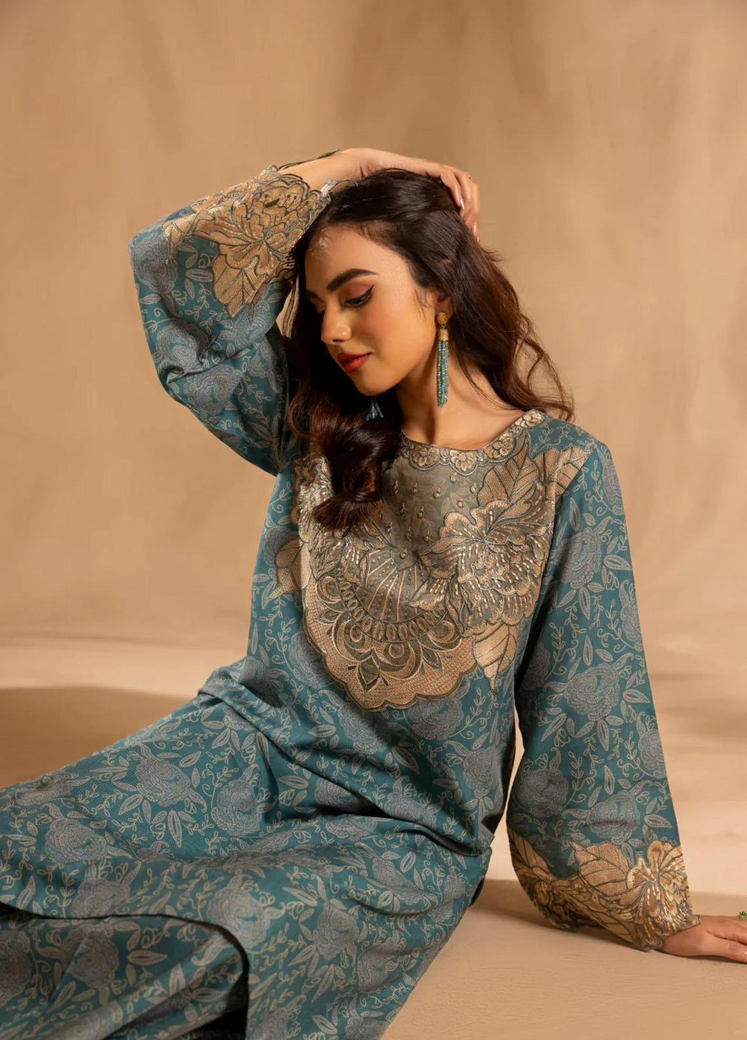 Mohagni Embroidered Slub Suits Unstitched 2 Piece BLS-13 - Winter Collection