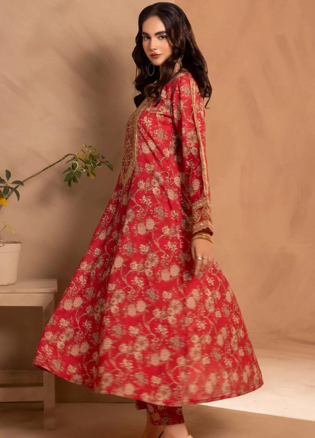 Mohagni Embroidered Slub Suits Unstitched 3 Piece BLS-18 - Winter Collection