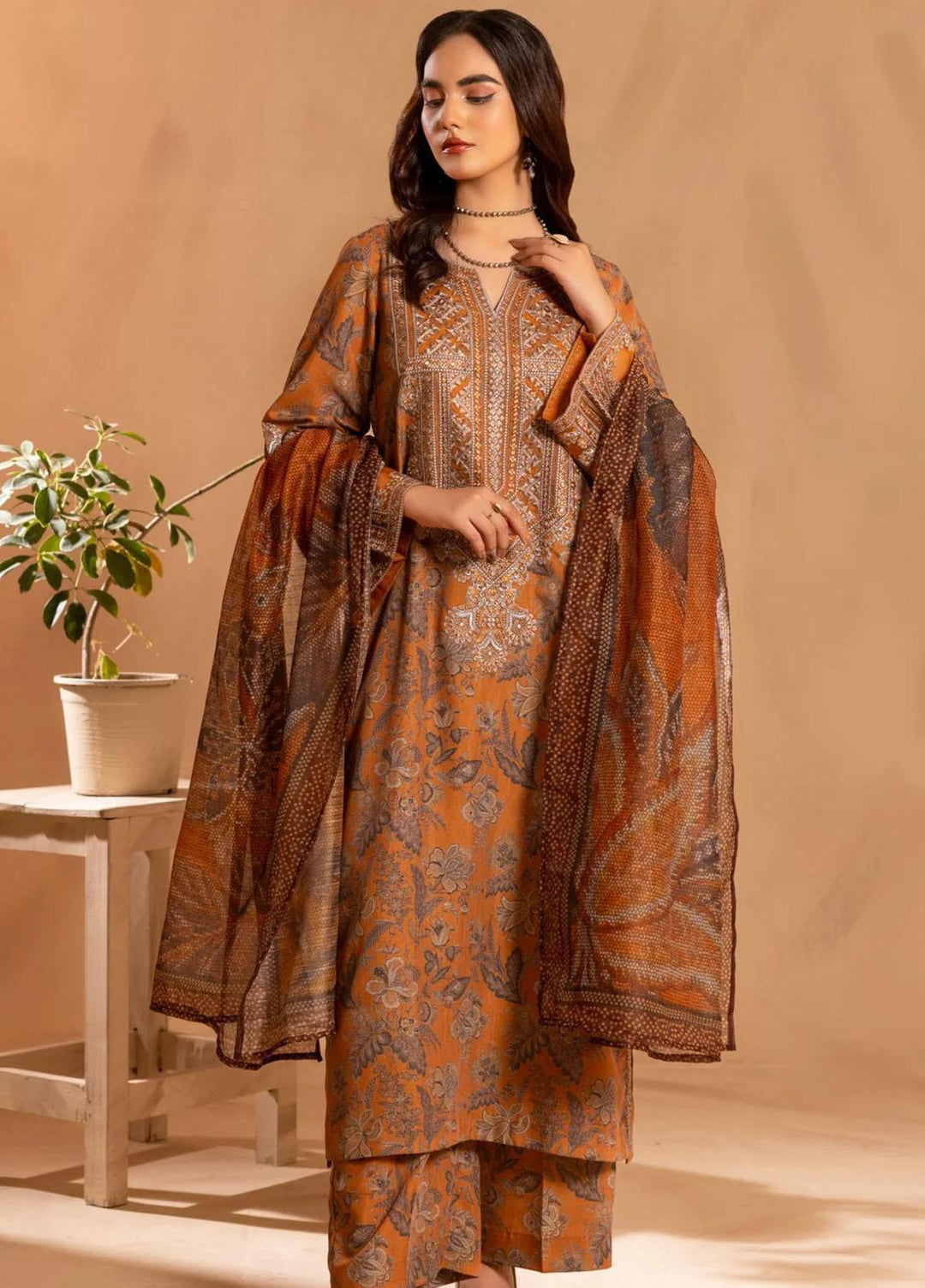 Mohagni Pret Embroidered Slub 3 Piece Suit SBLS-20