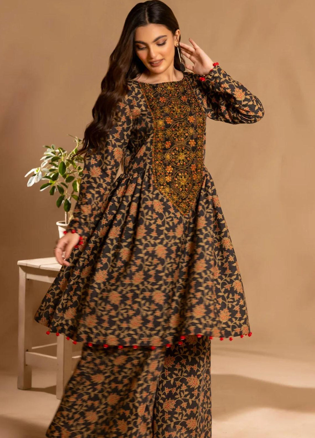 Mohagni Embroidered Slub Suits Unstitched 2 Piece BLS-23 - Winter Collection