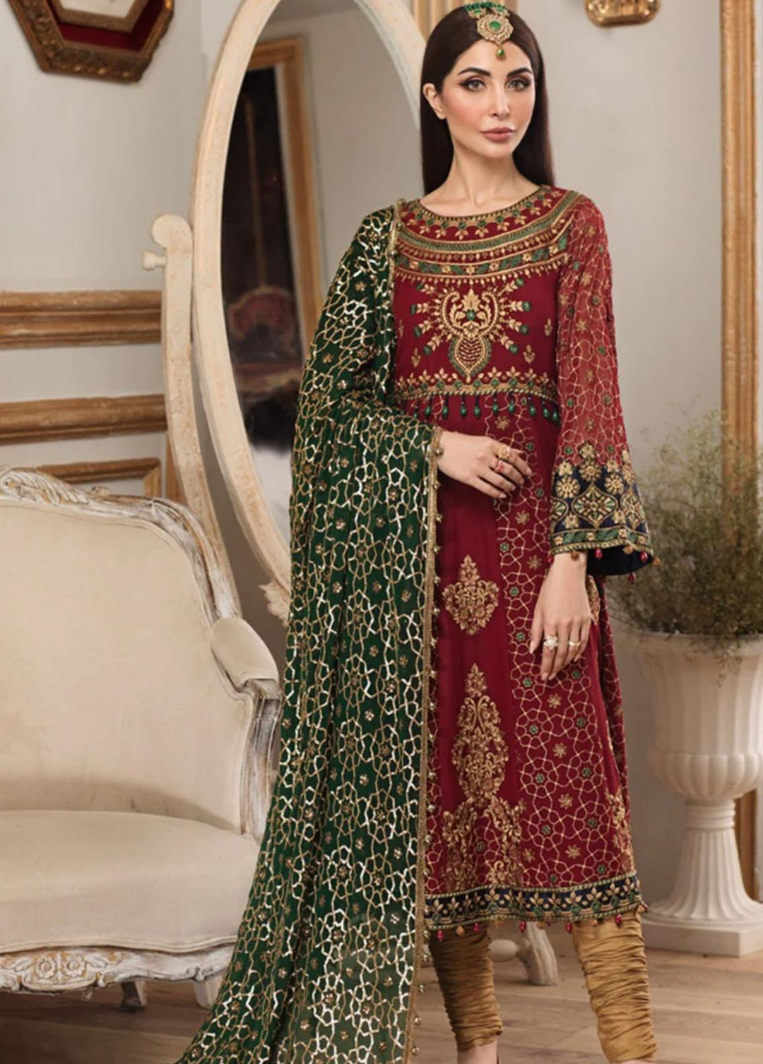 Mohagni Embroidered Chiffon Suits Unstitched 3 Piece DD-20-03 - Festive Collection