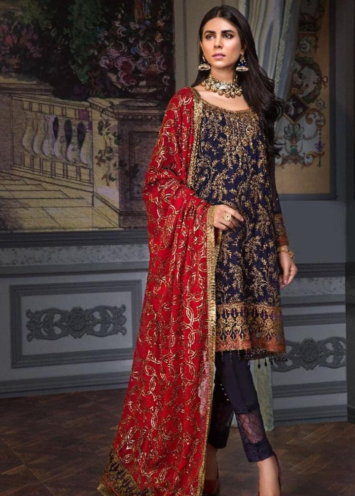 Mohagni Embroidered Chiffon Suits Unstitched 3 Piece D-19-09 - Festive Collection