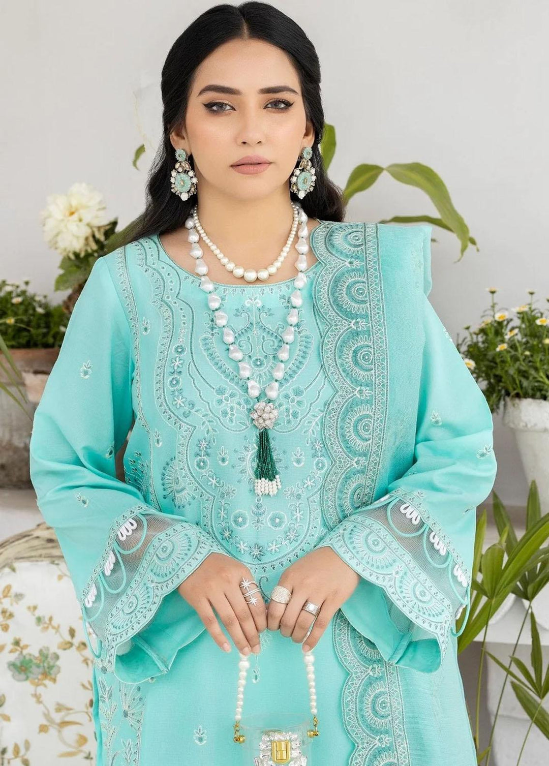 Mohagni Embroidered Lawn Suits Unstitched 3 Piece AM-09 - Summer Collection