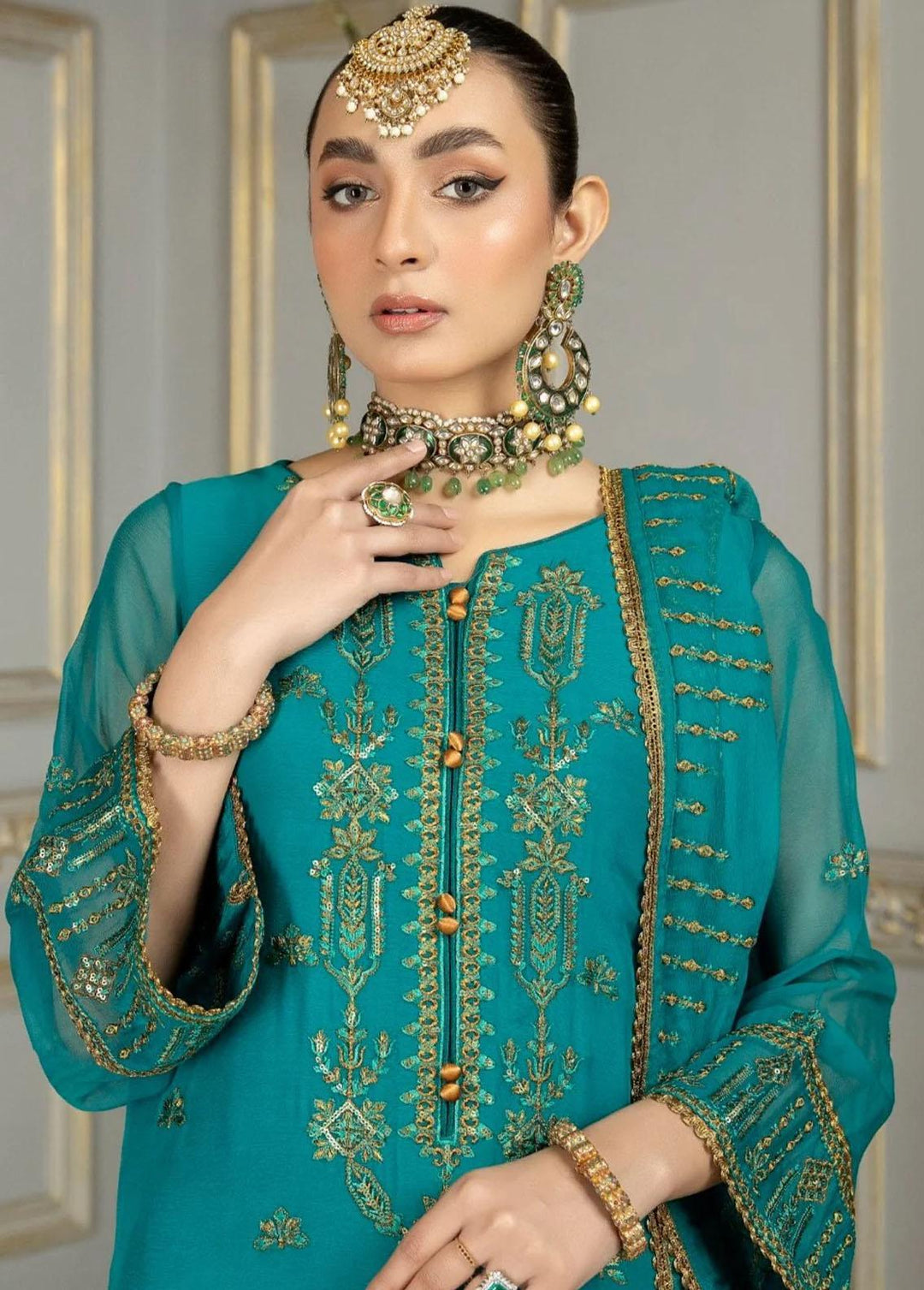 Mohagni Embroidered Chiffon Suits Unstitched 3 Piece MEC-24 - Festive Collection