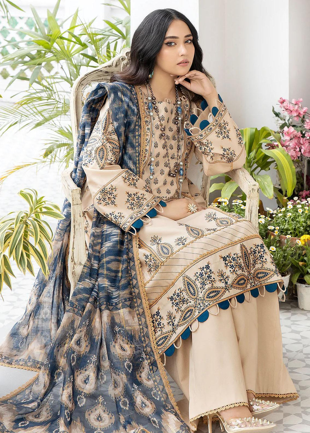 Mohagni Embroidered Lawn Suits Unstitched 3 Piece BM-04 - Summer Collection