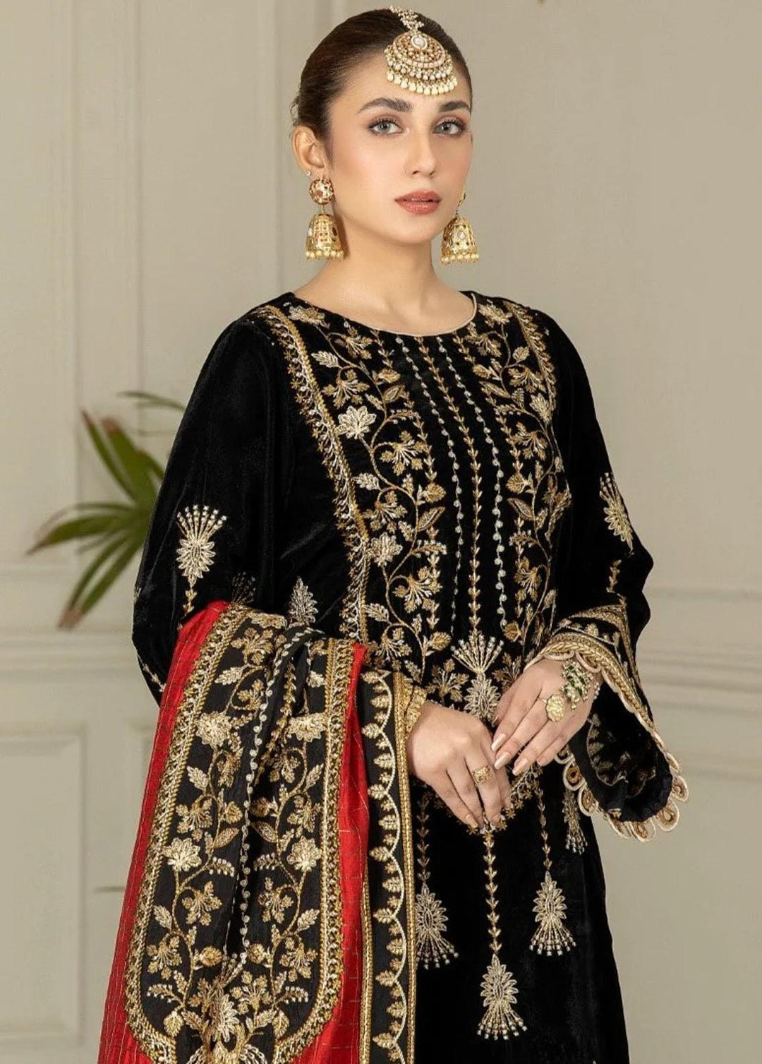 Mohagni Embroidered Velvet Suits Unstitched 3 Piece MGF-06 - Festive Collection