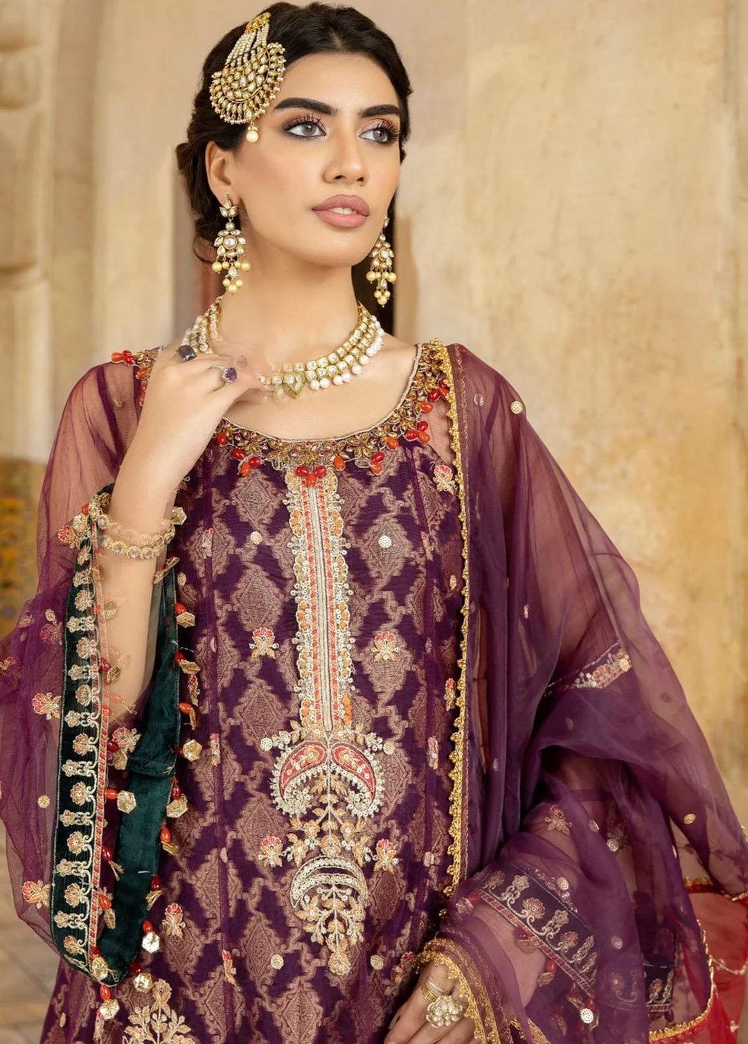 Mohagni Embroidered Net Suits Unstitched 4 Piece MGM-03 - Festive Collection