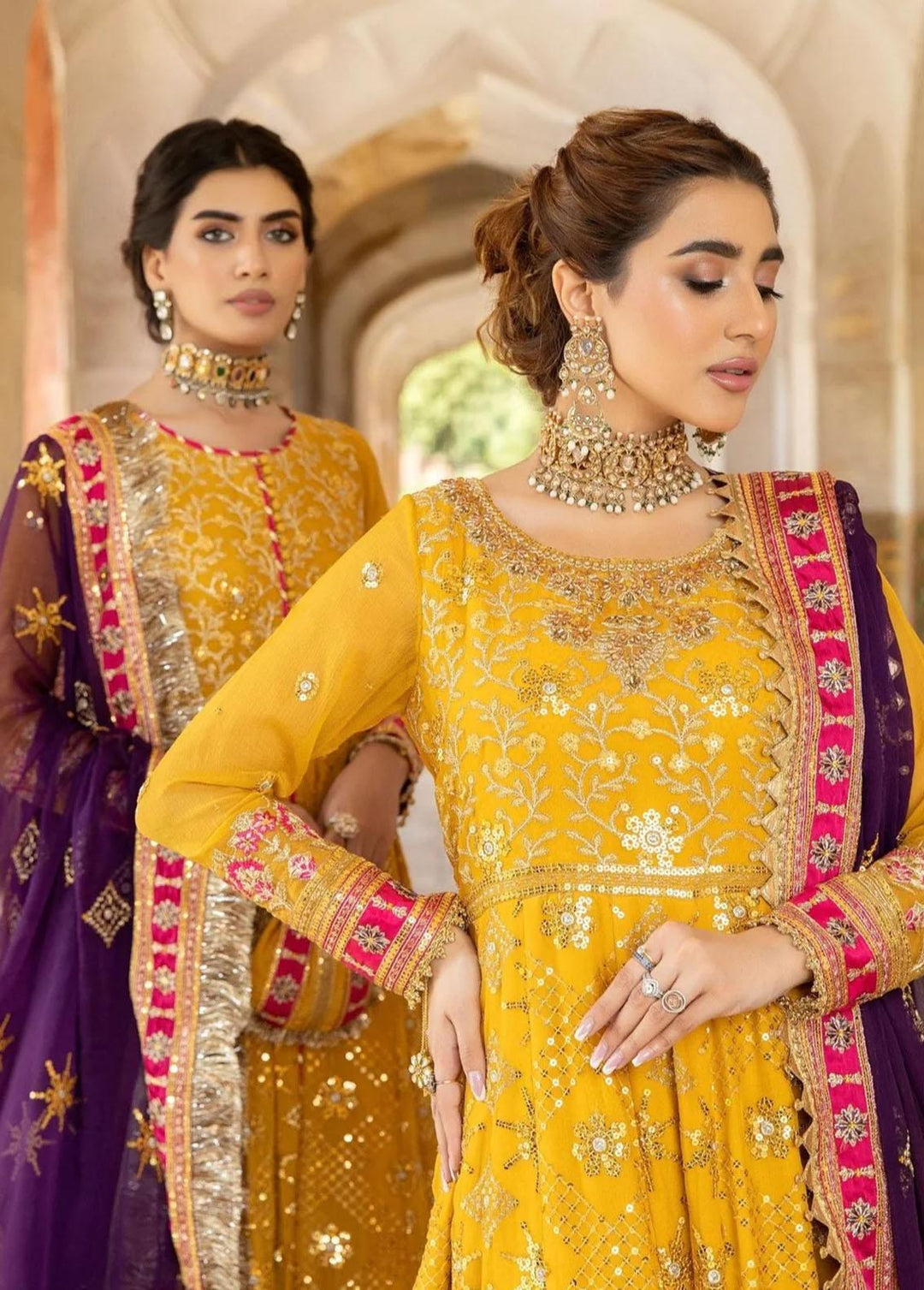 Mohagni Embroidered Chiffon Suits Unstitched 3 Piece MGM-06 - Festive Collection