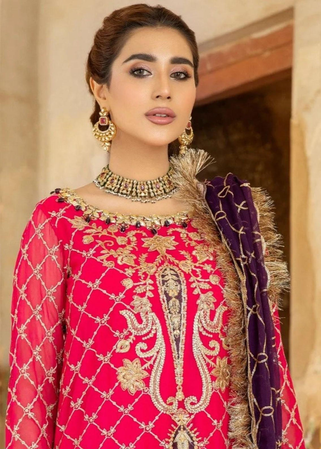 Mohagni Embroidered Chiffon Suits Unstitched 3 Piece MGM-07 - Festive Collection