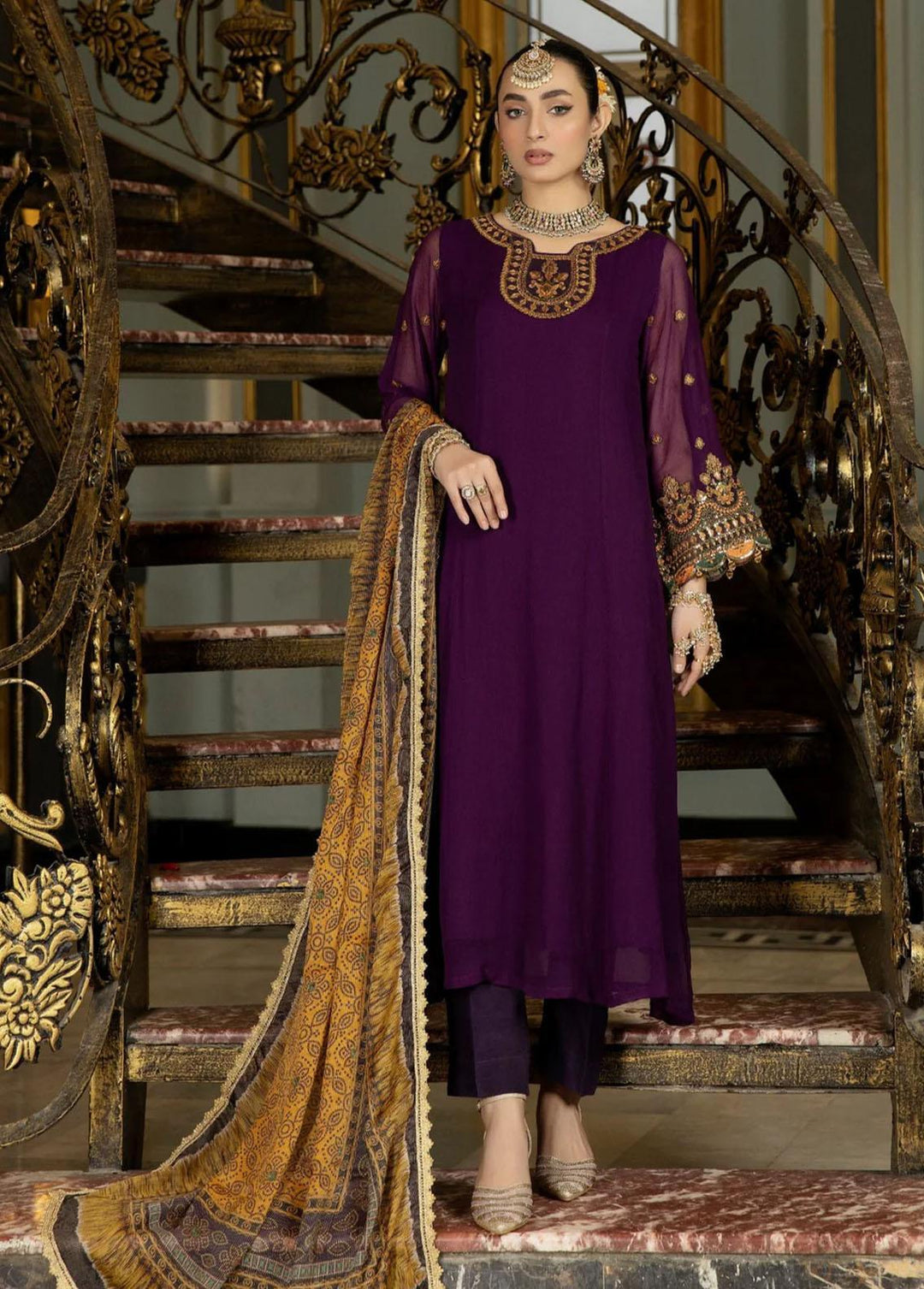Mohagni Embroidered Chiffon Suits Unstitched 3 Piece MGP-04 - Festive Collection