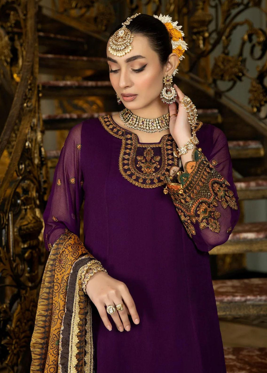 Mohagni Embroidered Chiffon Suits Unstitched 3 Piece MGP-04 - Festive Collection