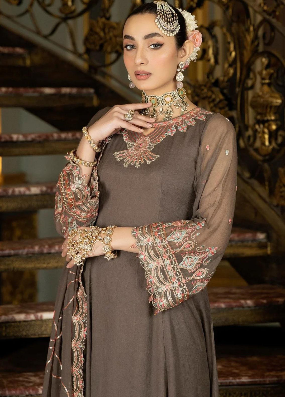 Mohagni Embroidered Chiffon Suits Unstitched 3 Piece MGP-05 - Festive Collection