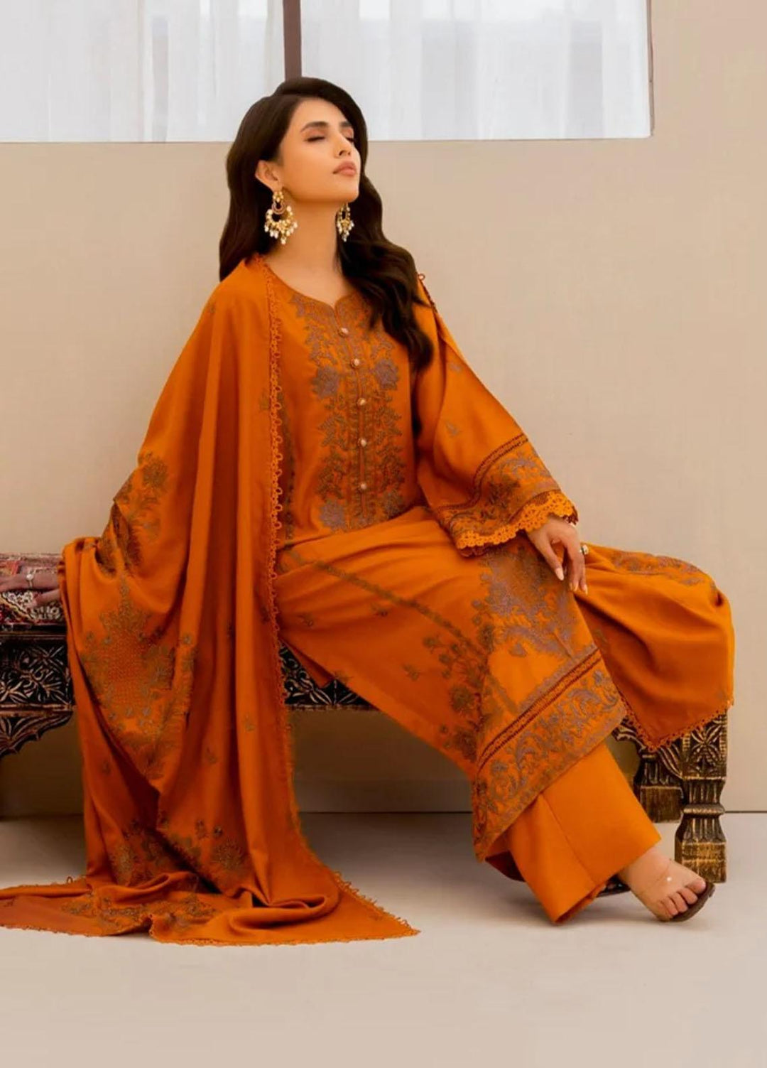 Mohagni Embroidered Dhanak Suits Unstitched 3 Piece MWS-01 - Winter Collection