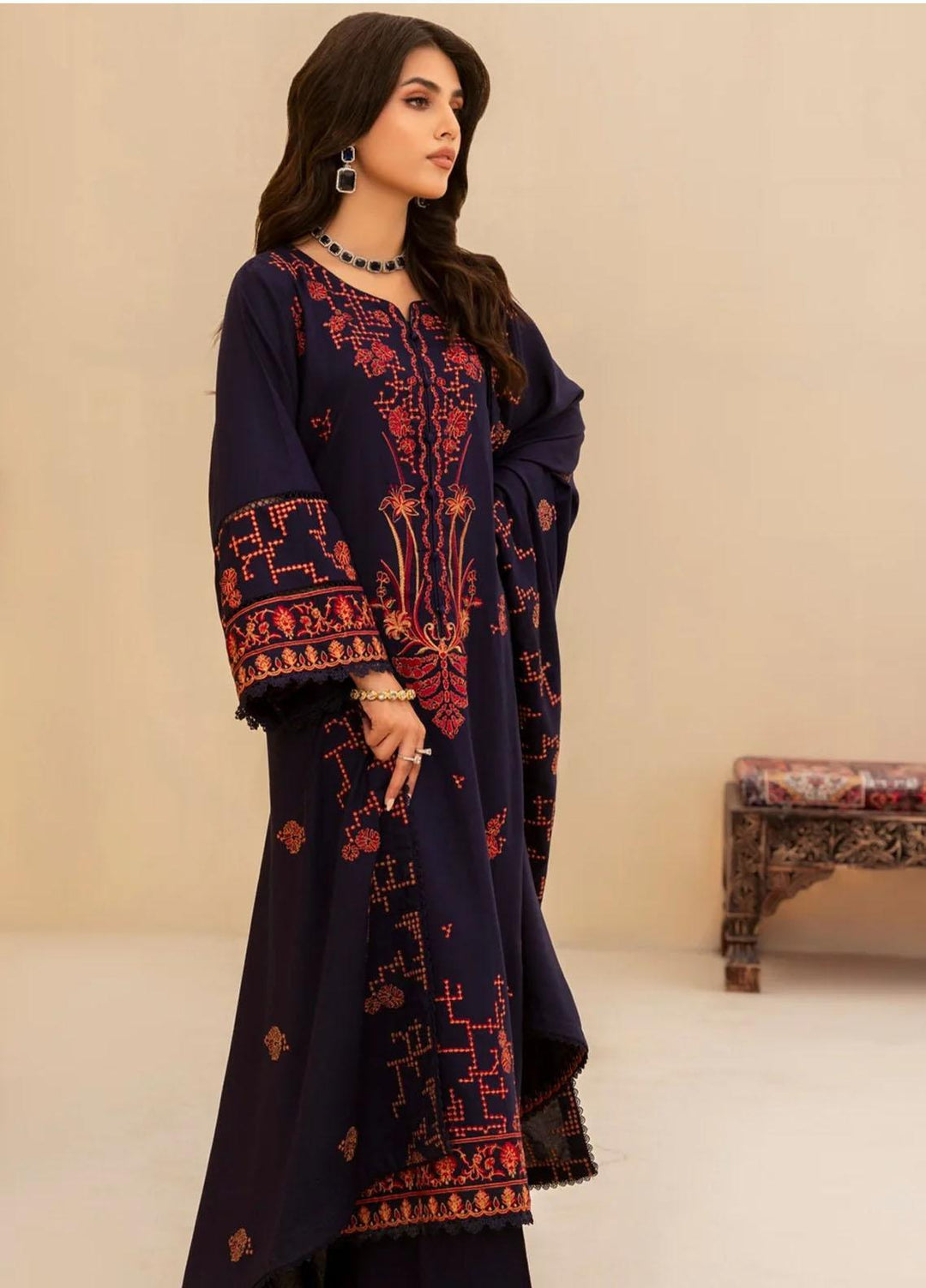 Mohagni Embroidered Dhanak Suits Unstitched 3 Piece MWS-05 - Winter Collection