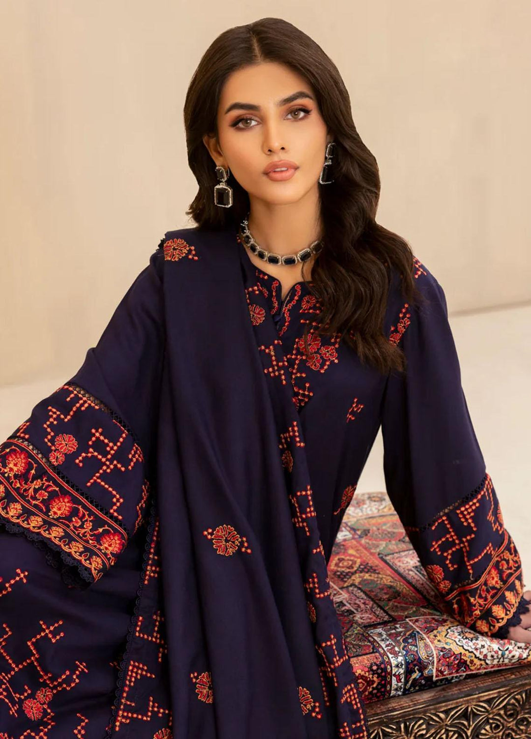 Mohagni Embroidered Dhanak Suits Unstitched 3 Piece MWS-05 - Winter Collection