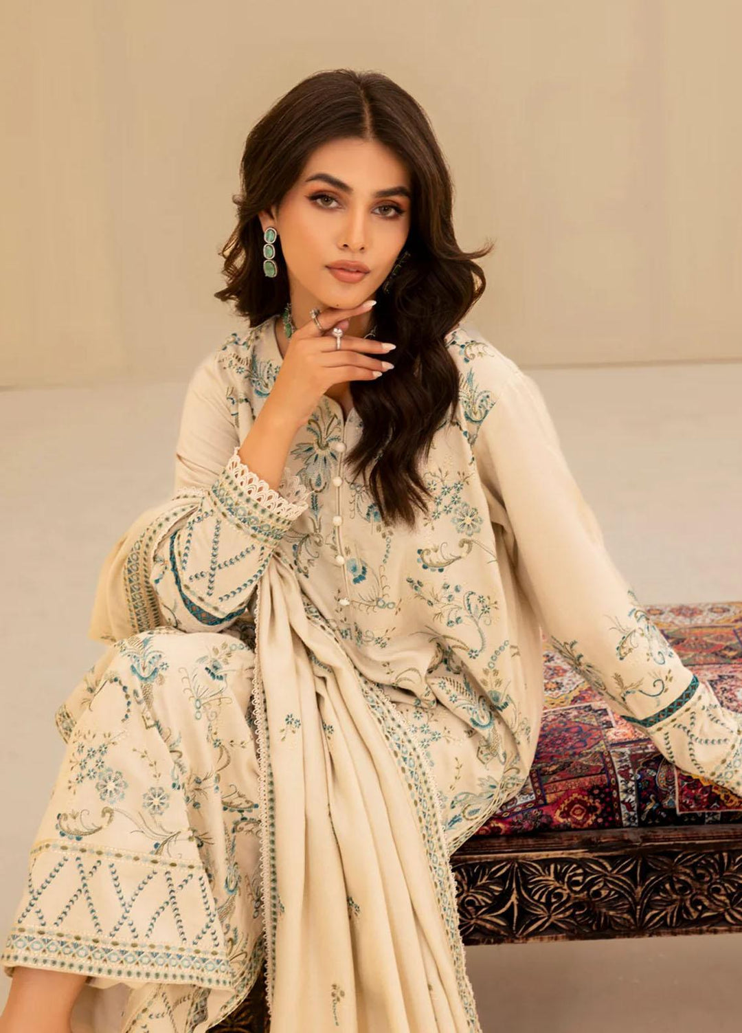 Mohagni Embroidered Wool Suits Unstitched 3 Piece MWS-07 - Winter Collection