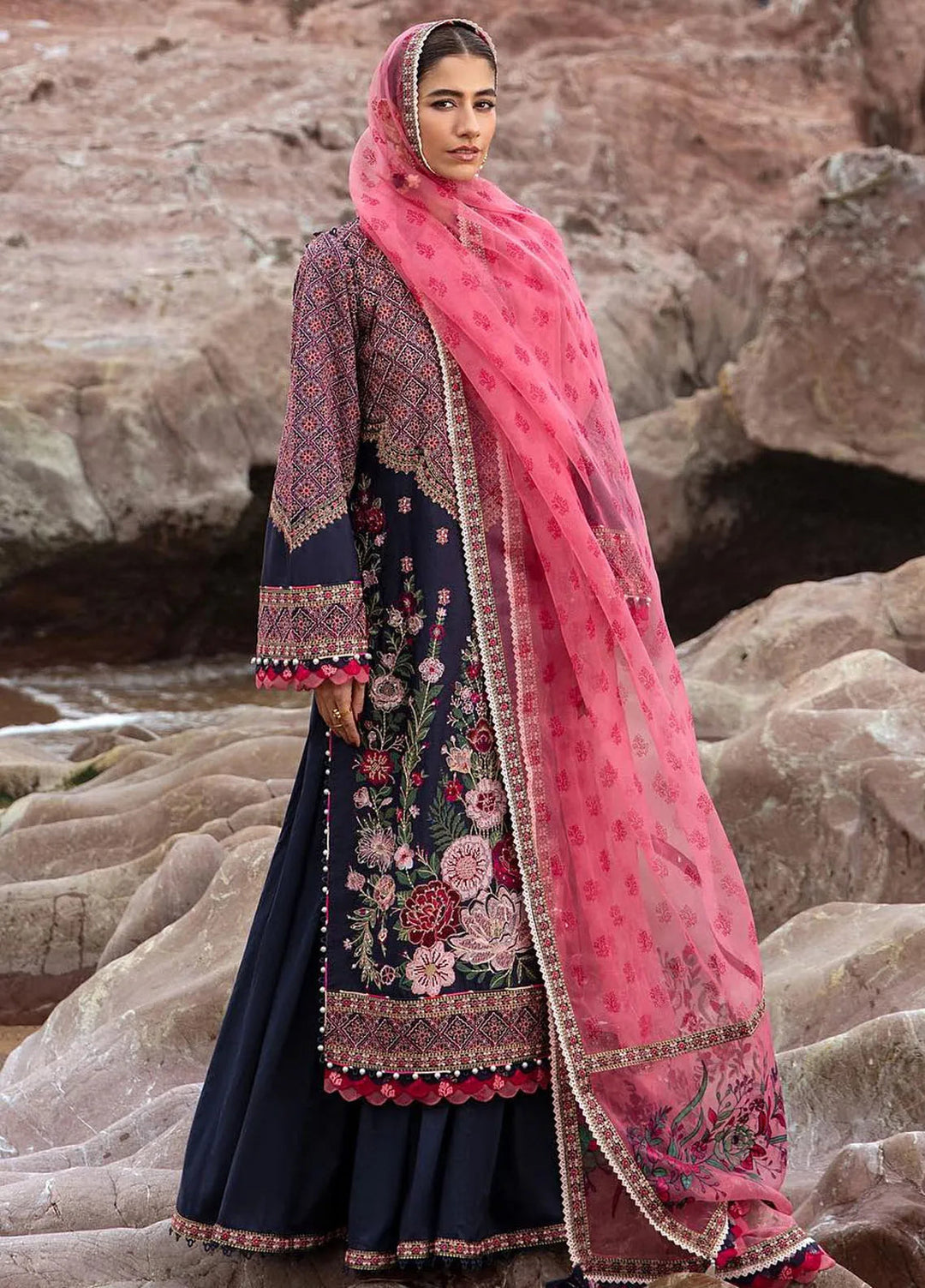 Mohsin Naveed Ranjha Embroidered Lawn Suits Unstitched 3 Piece MNR24DS MFL-011 Jal Pari - Summer Collection