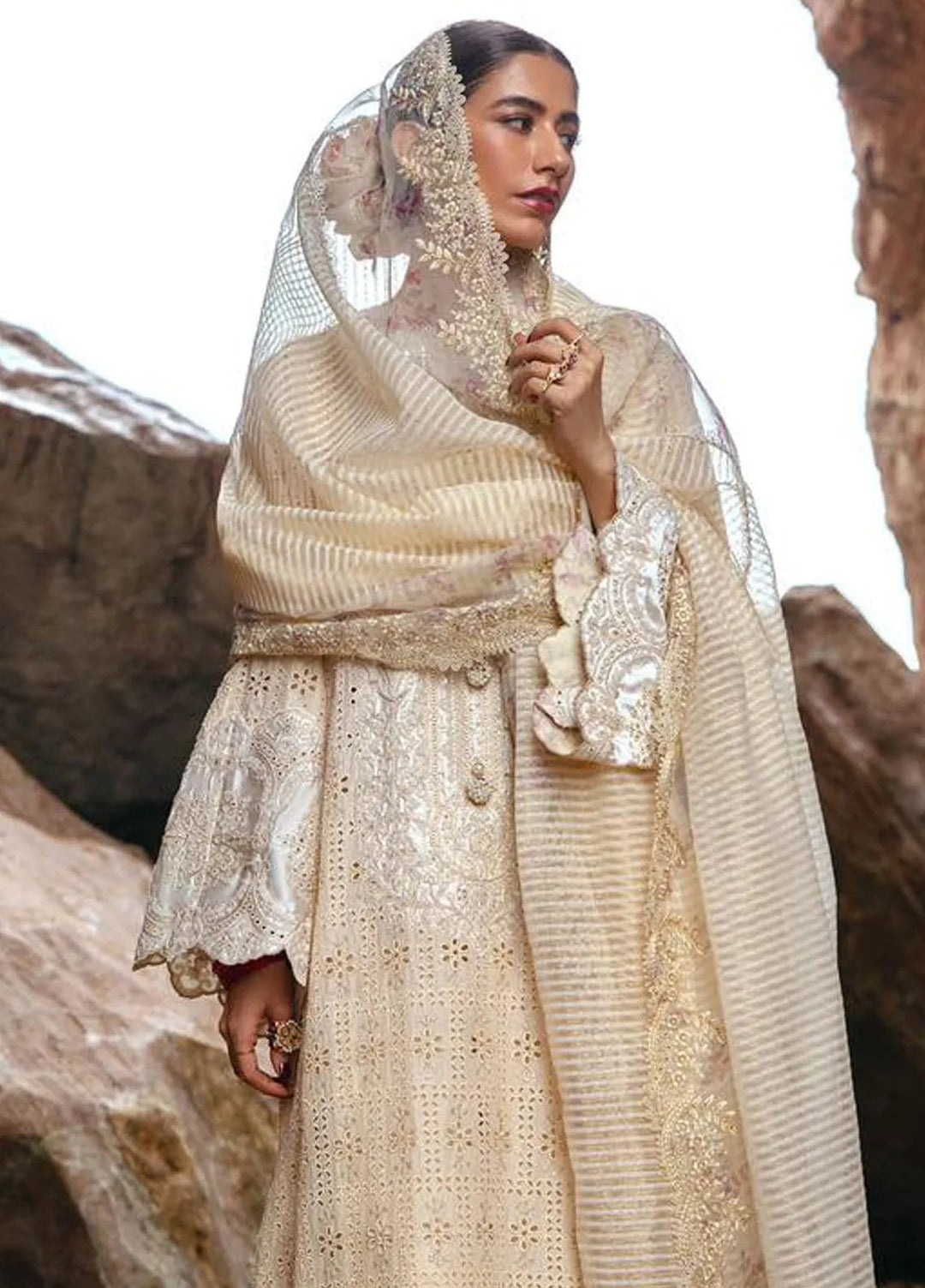 Mohsin Naveed Ranjha Embroidered Lawn Suits Unstitched 3 Piece MNR24DS MFL-012 Nara - Summer Collection