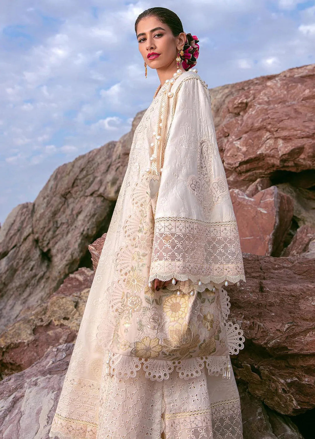 Mohsin Naveed Ranjha Embroidered Lawn Suits Unstitched 3 Piece MNR24DS MFL-014 Dariya - Summer Collection