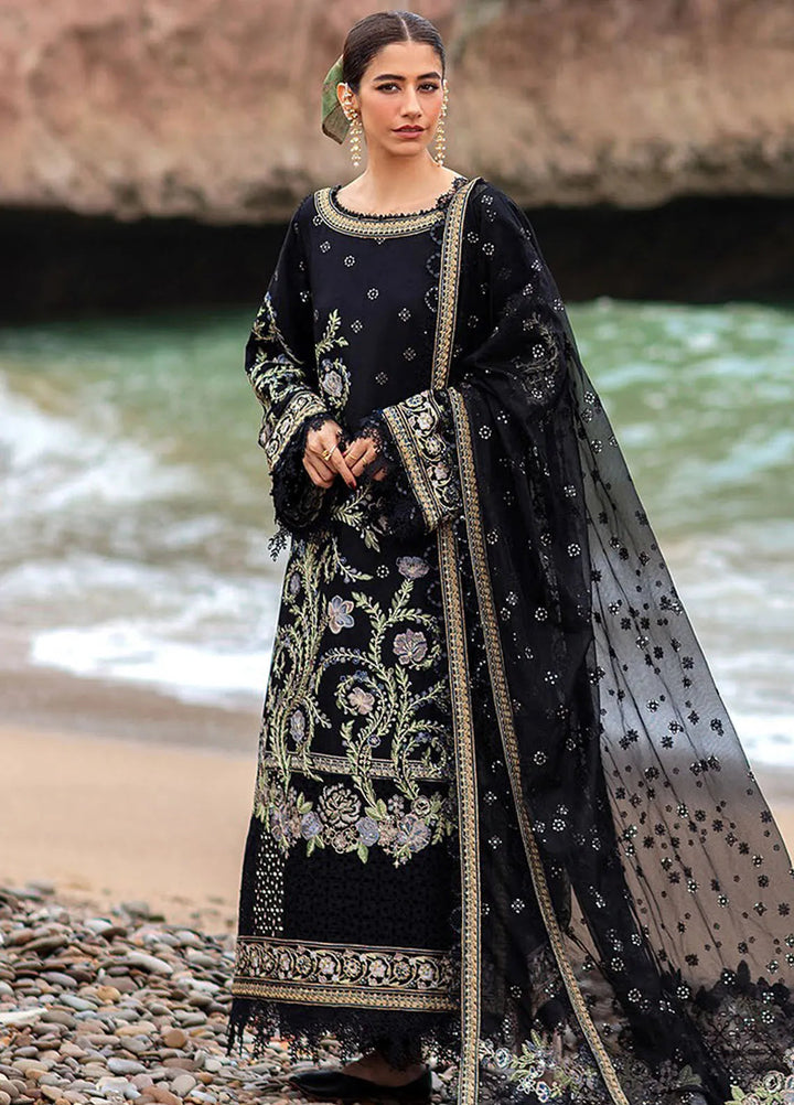 Mohsin Naveed Ranjha Embroidered Lawn Suits Unstitched 3 Piece MNR24DS MFL-015 Surmai - Summer Collection