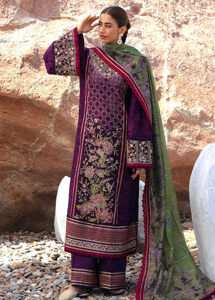 Mohsin Naveed Ranjha Embroidered Lawn Suits Unstitched 3 Piece MNR24DS MFL-016 Gul-E-Lala - Summer Collection