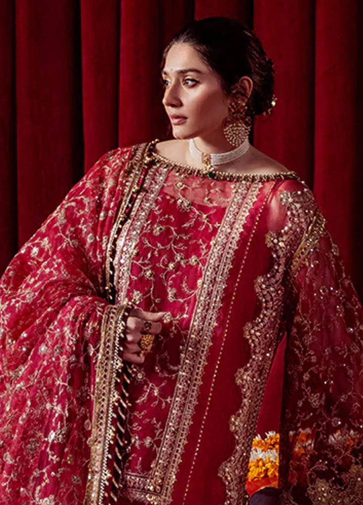 Mohsin Naveed Ranjha Embroidered Organza Suit Unstitched 4 Piece MNR24ZD Leela - Luxury Collection