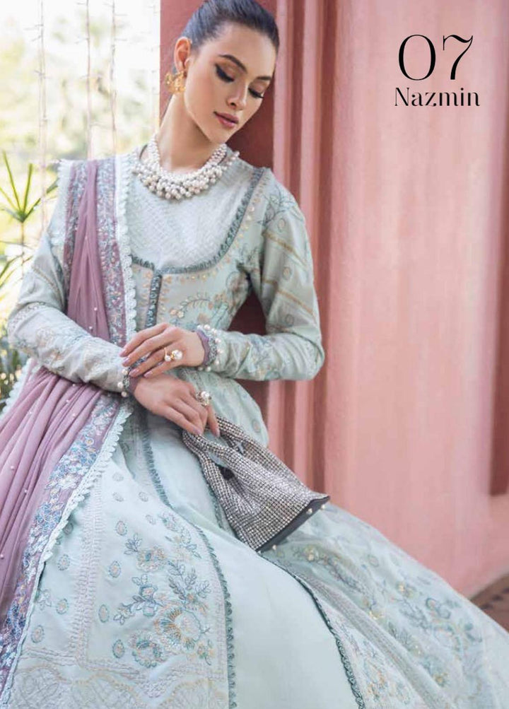 Moksha by AJR Embroidered Lawn Suits Unstitched 3 Piece AJR23M D-07 Nazmin - Luxury Collection