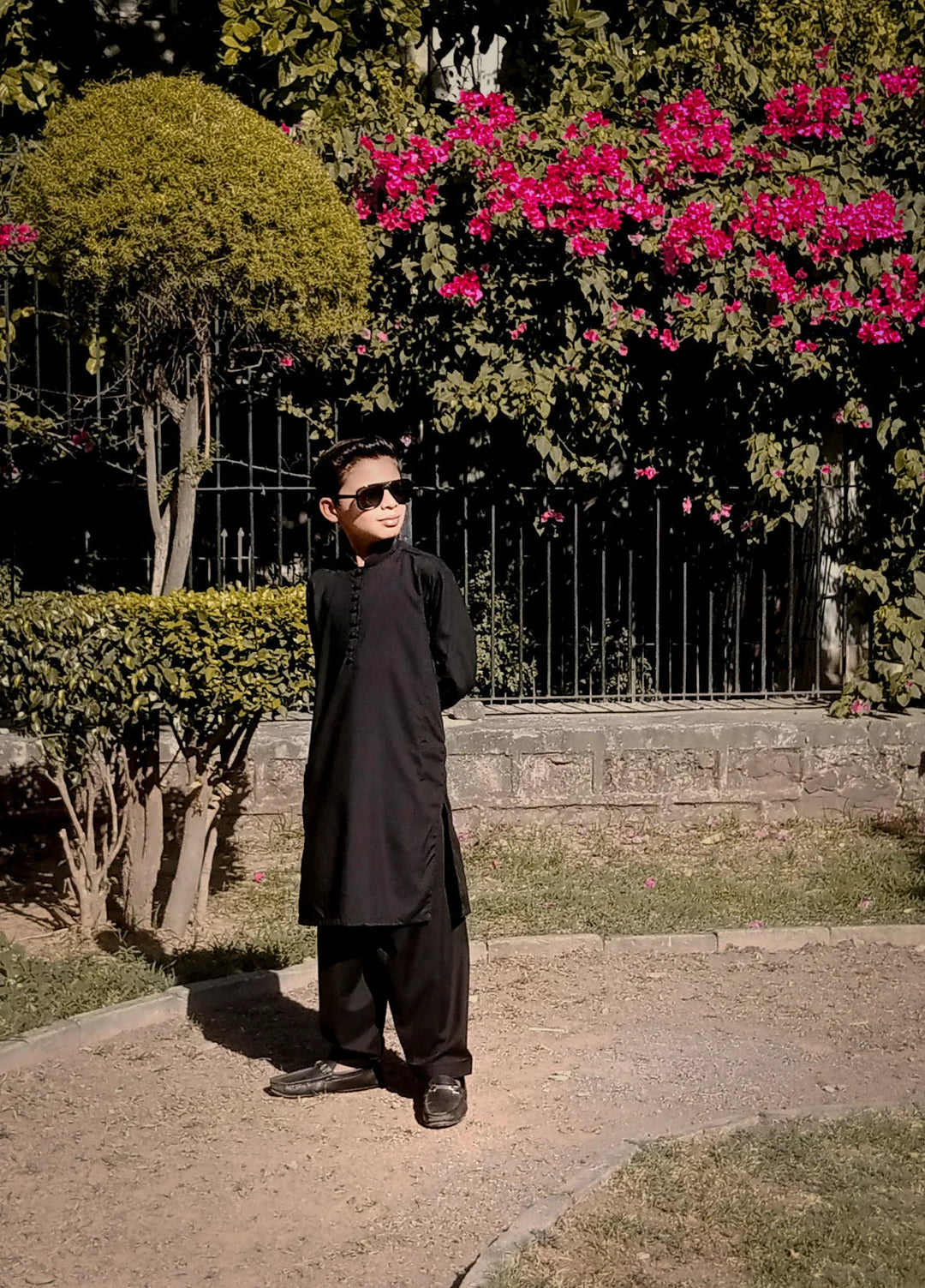 Mom4Little Pret Blended Cotton Black Kameez Shalwar set