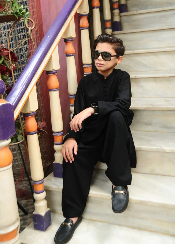 Mom4Little Pret Blended Cotton Black Kameez Shalwar set