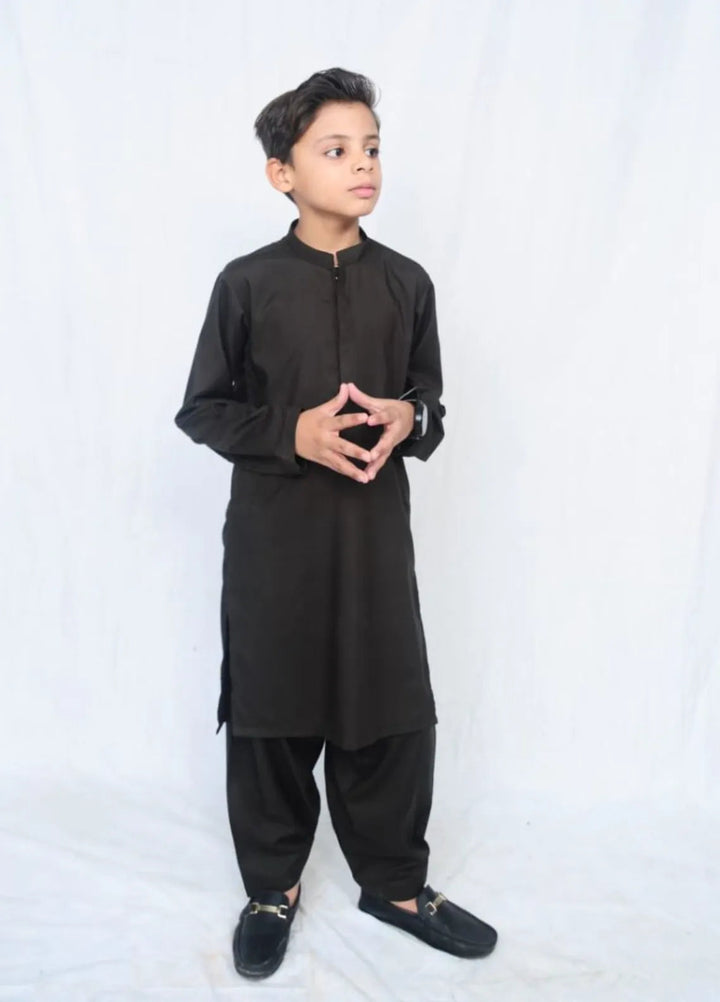 Mom4Little Pret Blended Cotton Dark Brown shalwar kameez set