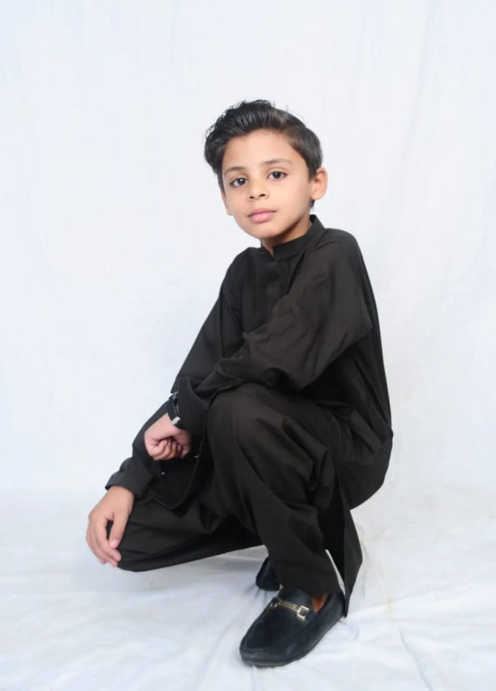 Mom4Little Pret Blended Cotton Dark Brown shalwar kameez set