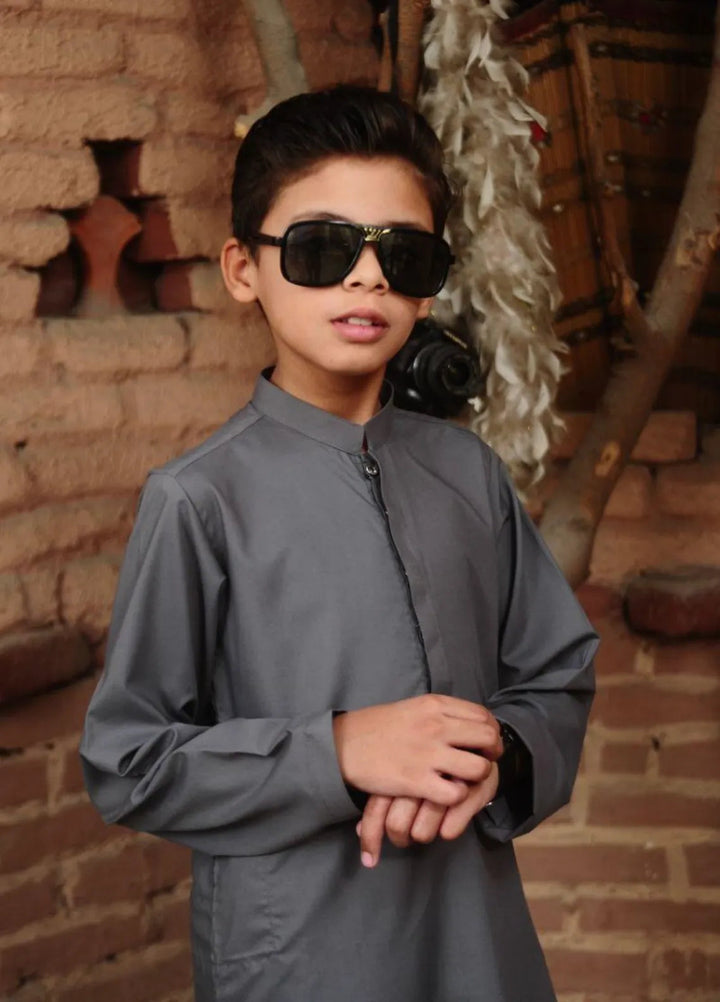 Mom4Little Pret Blended Cotton Grey Kameez Shalwar Set