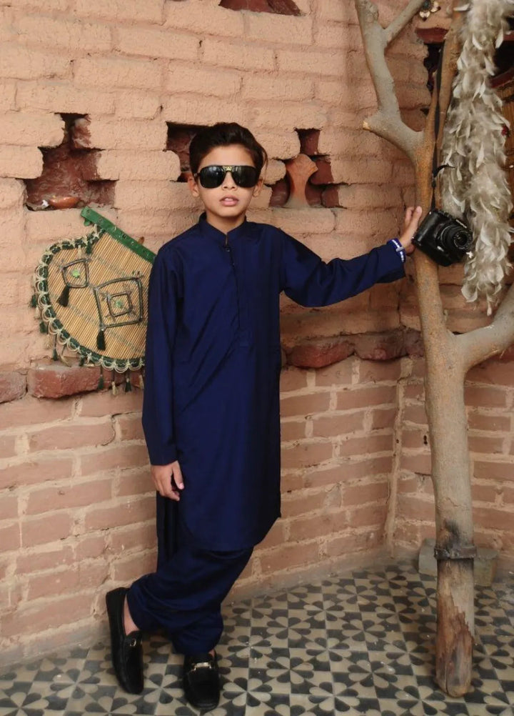 Mom4Little Pret Blended Cotton Navy Blue Kameez Shalwar set