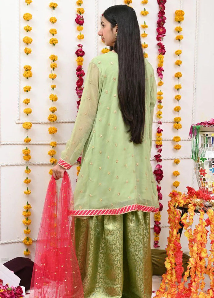 Mom4Little Pret Chiffon Mint Green Anghrakha Frock