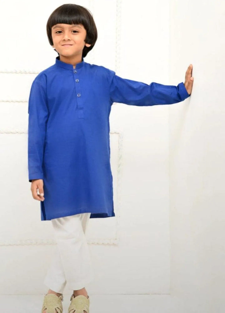 Mom4Little Pret Cotton Electric Blue and white kurta pajama