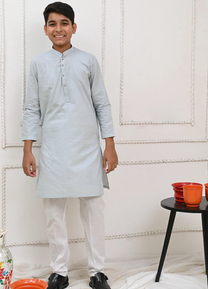 Mom4Little Pret Cotton Light Blue and white Kurta Pajama
