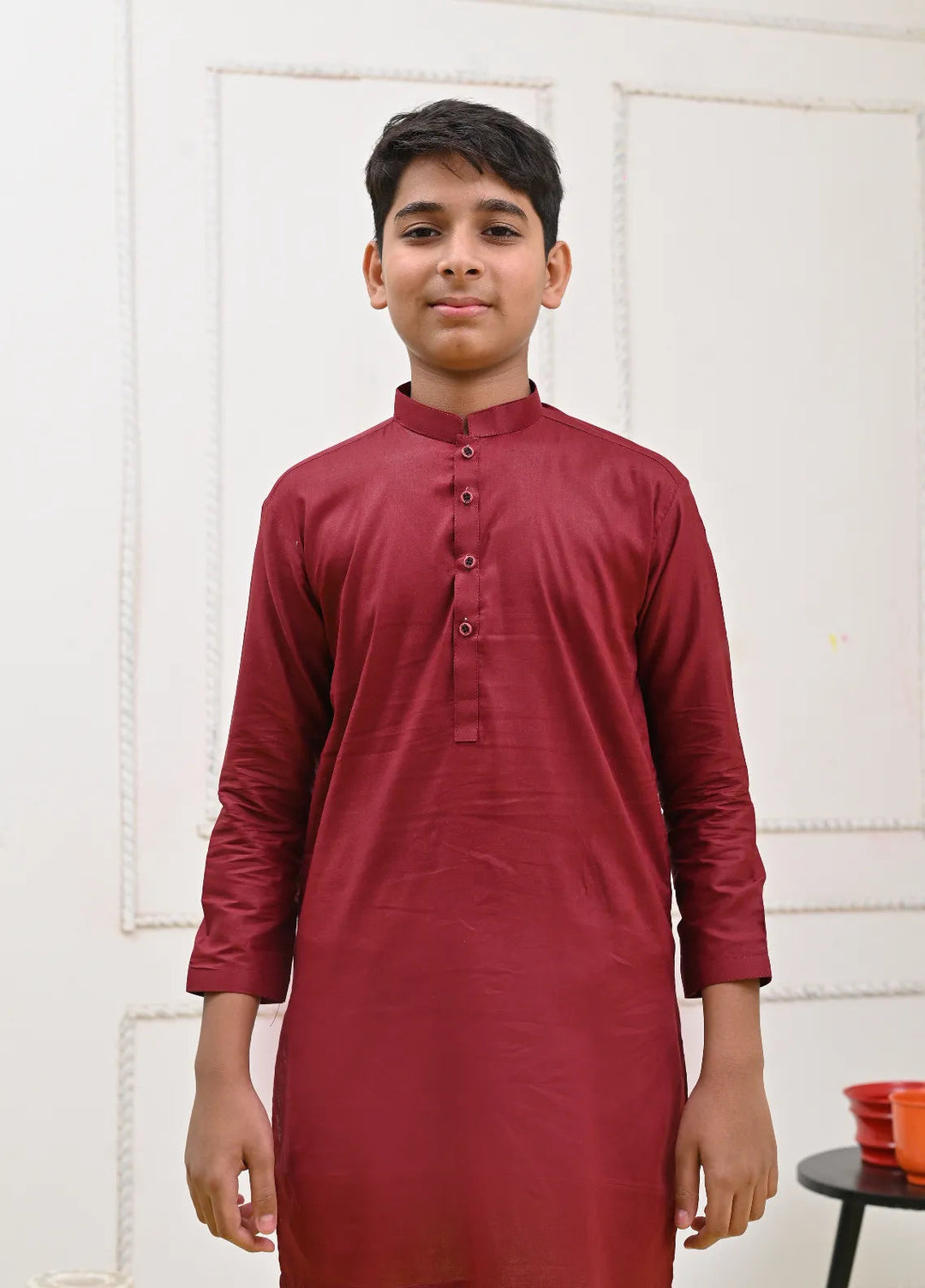 Mom4Little Pret Cotton Maroon and White Kurta Pajama